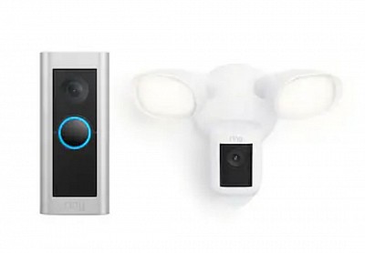 Ring Floodlight Camera Wired Pro - White + Video Doorbell Pro 2