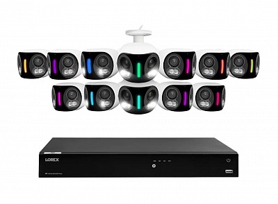 Lorex Fusion NVR with IP Dual Lens Cameras - 4K 16-Channel 4TB Wired System